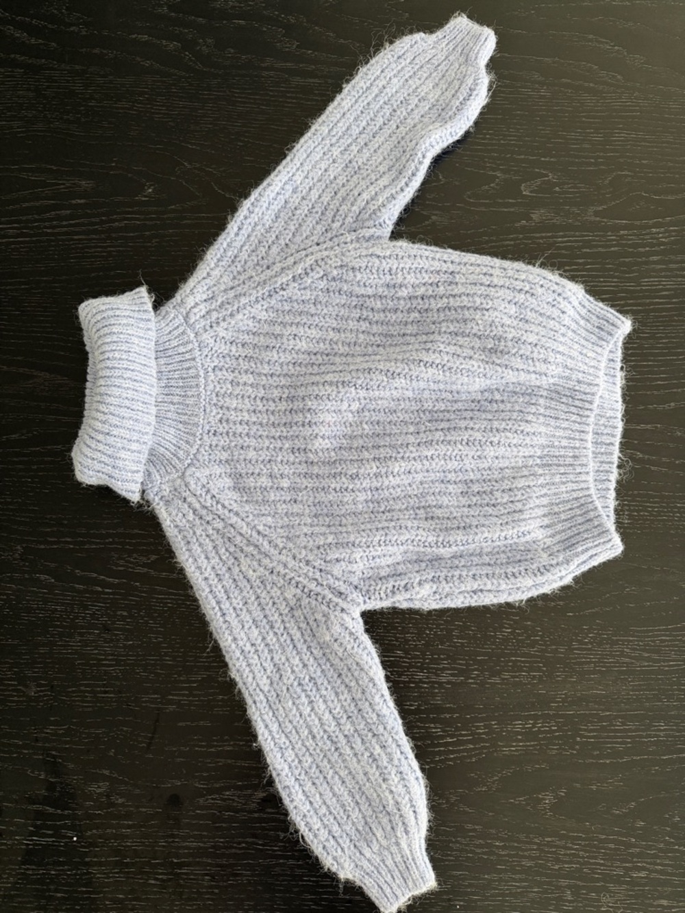 Light Blue Ribbed Turtleneck Sweater